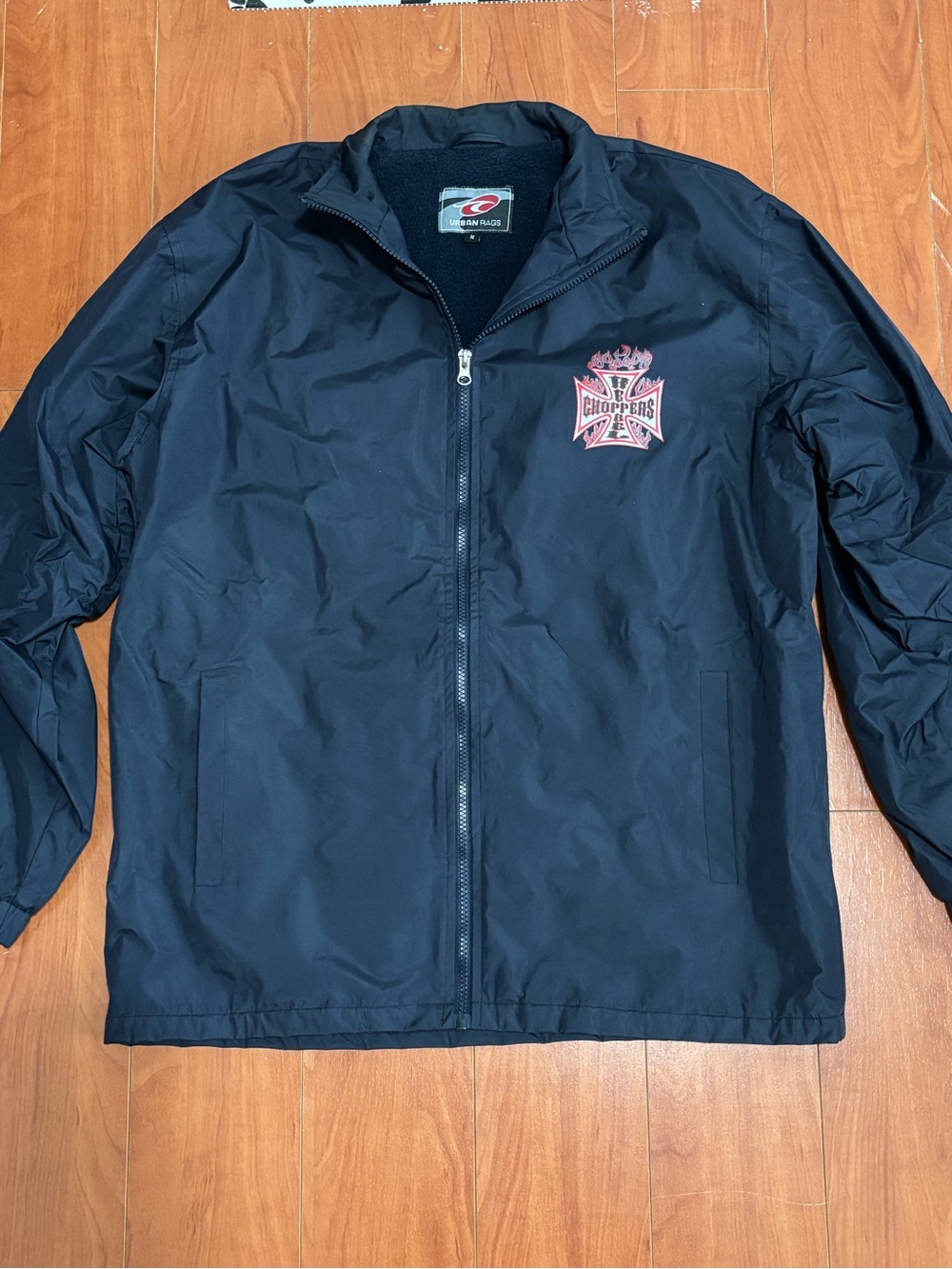 Y2k Urban Rags Rebel Choppers Iron Cross Lined Windbreaker - Size M